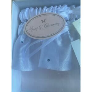 Simply Charming White Satan and Swarovski Elements Garter Set Bride